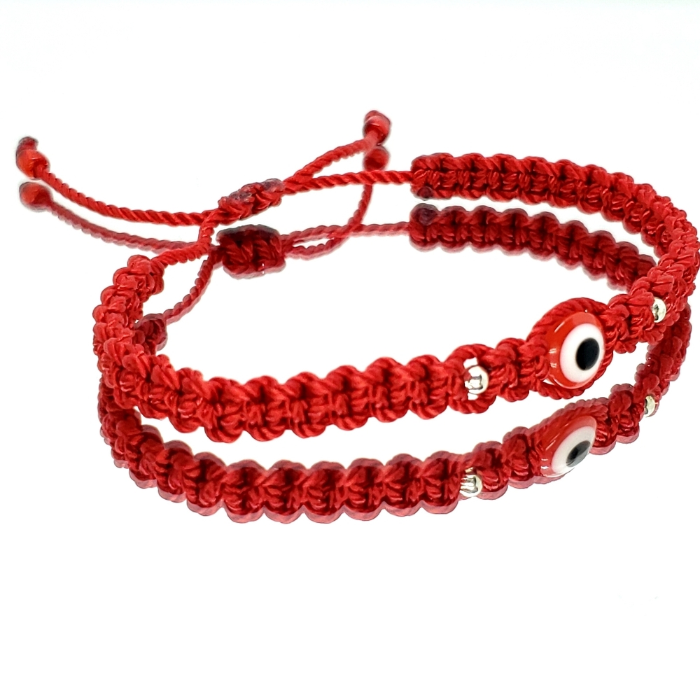 Red string evil eye bracelet, good luck wristband, adjustable for man & woman